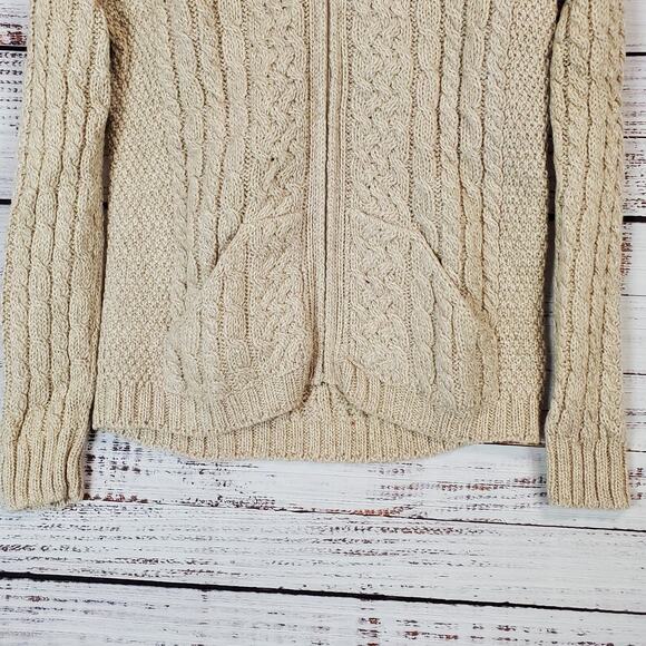 Inis Crafts Irish Merino Wool Ribbed Knit Fisherman Sweater Jacket Gorpcore Med - Picture 4 of 12